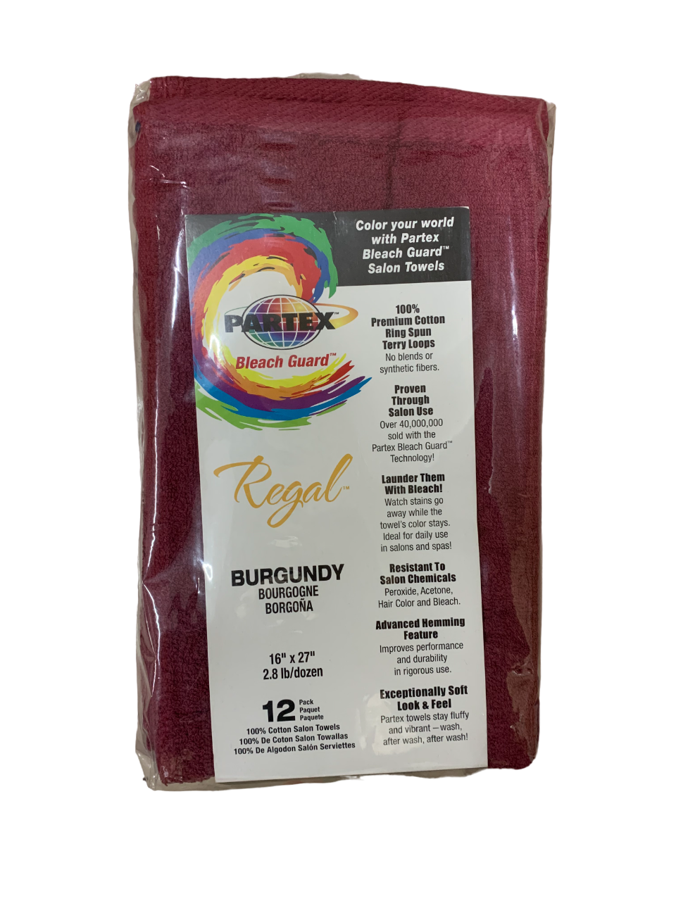 Partex Bleach Towel Burgundy 1 Dozen